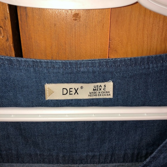 DEX denim jean dress crochet Bohemian romantic feminine gypsy small hippie - Picture 7 of 15